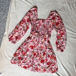 Old Navy Red and Pink Smocked Dress